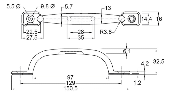 Handle D/Pull C/P 130MM 2 Holes