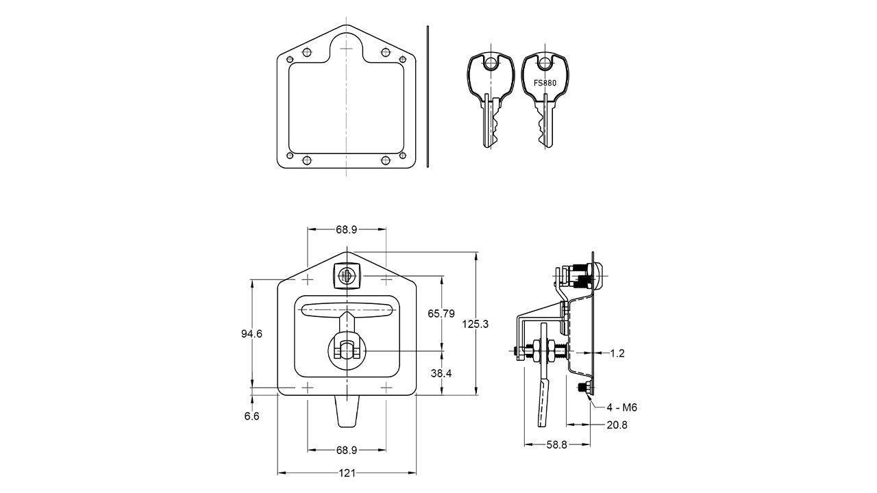 Drop T Stainless Steel, Straight Tongue Studs Fs880