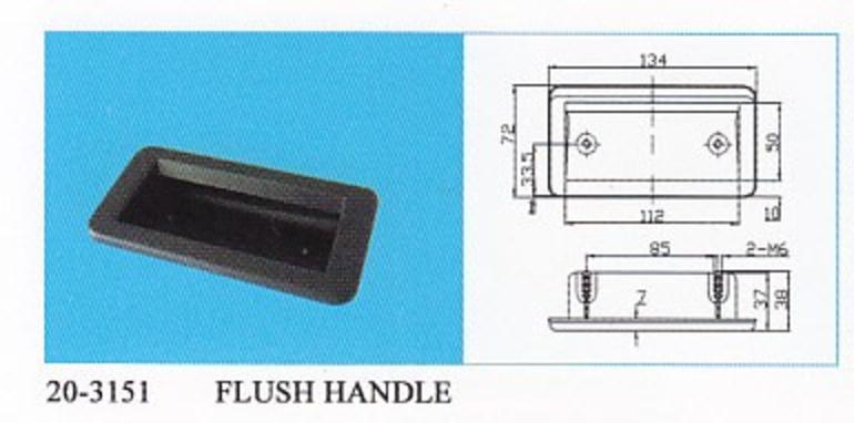 Black plastic recess grip flush handle for cabinets or drawers