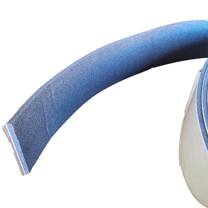 A roll of grey polyethylene foam tape with a visible adhesive side,