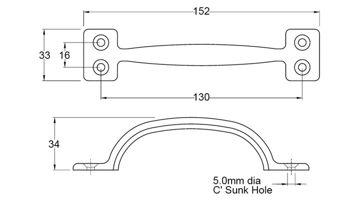 Handle D/Pull C/P 130MM 4 Holes