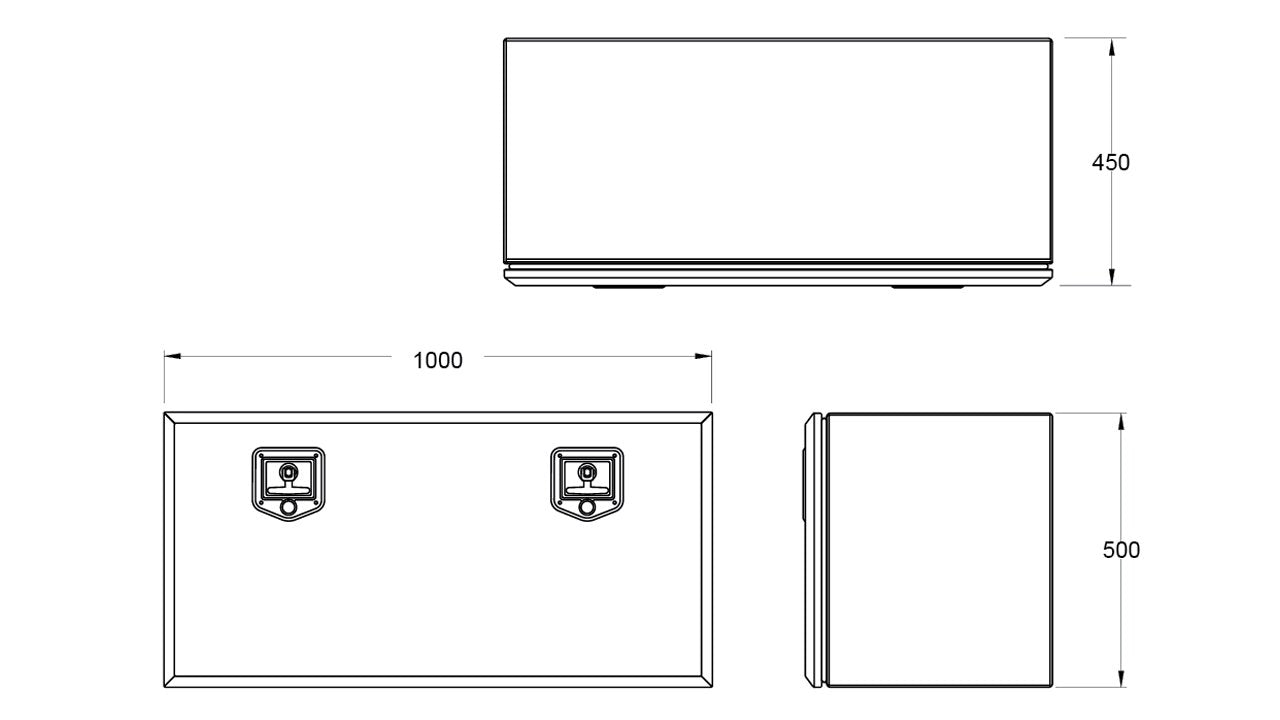 Toolbox Black Powder Coated 1000X500X450