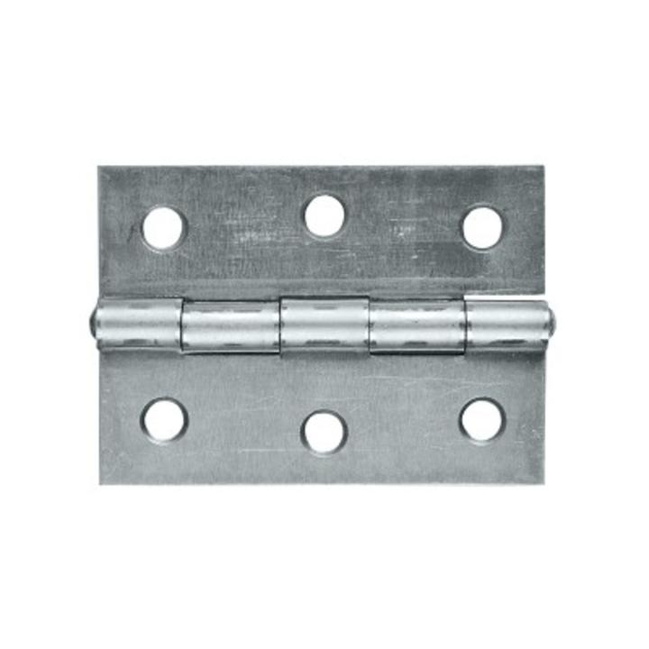 A bright steel butt hinge with a fixed pin, measuring 70mm in height and 50mm in width.