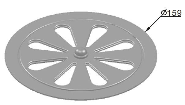 A plastic rose-shaped vent cover with multiple blades and a central hub, typically used for airflow in household appliances.