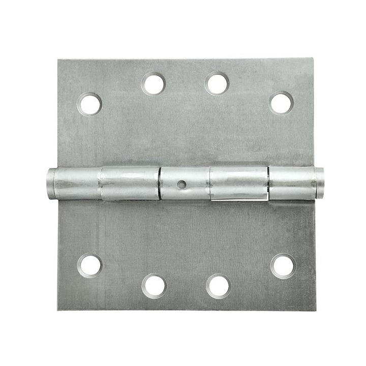 A bright steel butt hinge with a fixed pin, measuring 100mm in height and 100mm in width.