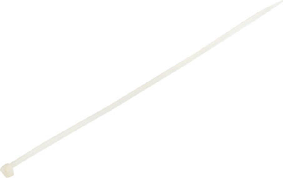 A white cable tie with a metallic twist tie mechanism, 280mm x 4.5mm in size.
