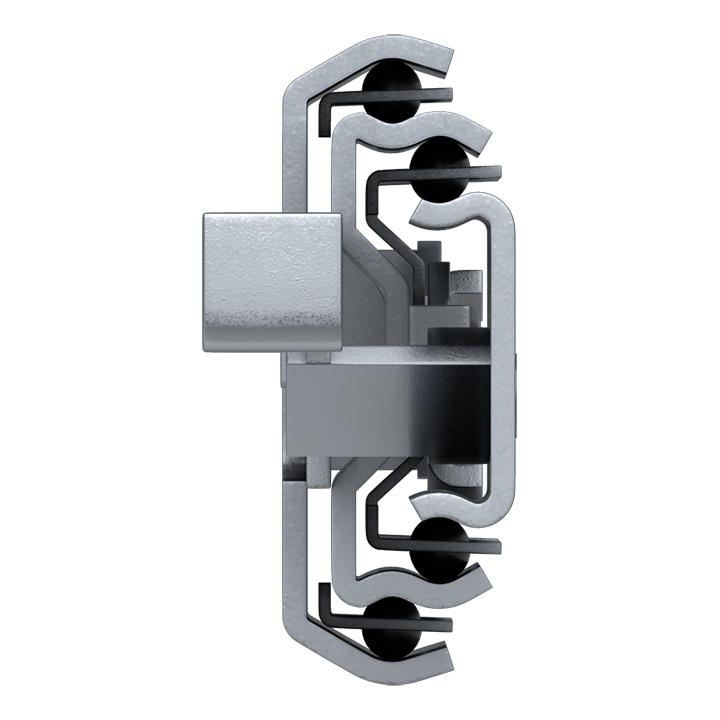 A pair of locking drawer slides made of metal with a zinc plated body and stainless steel ball bearings, partially extended.