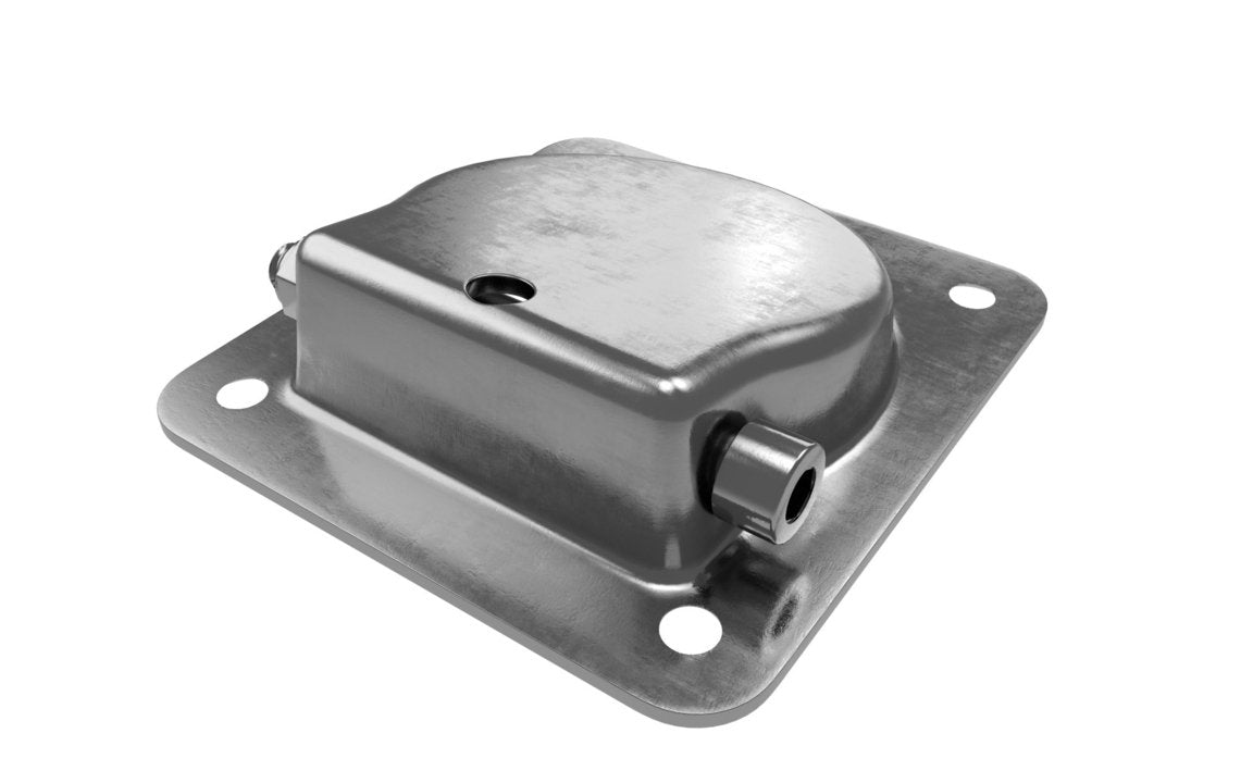 A zinc plated, mild steel lashing ring with a recessed design mounted on a flat surface.