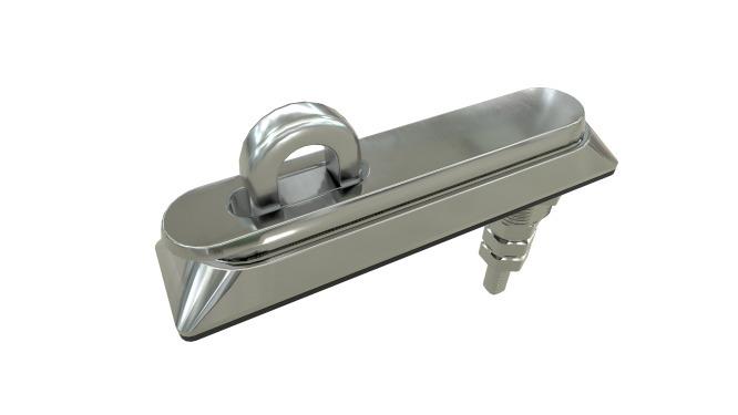 A chrome-plated swing handle pad lock with a lockable stainless steel hasp, designed for 360-degree rotation.