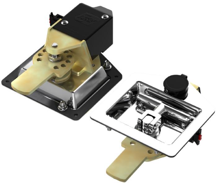 Electronically Locking T-handle Lock with Remote Locking Capability Straight Tongue with key K411, 12V / 24V