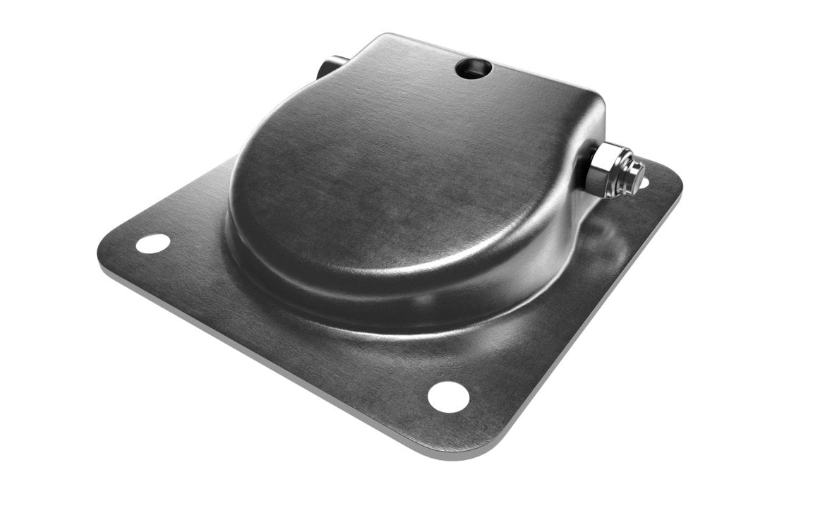 A zinc plated, mild steel lashing ring with a recessed design mounted on a flat surface.