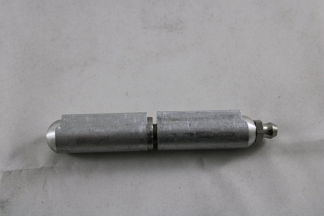 A steel pintle bullet hinge with a brass pin, showing a side-on profile.
